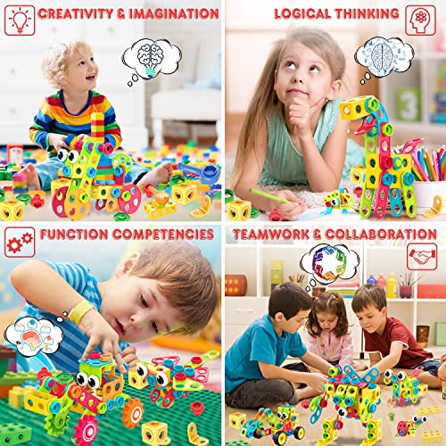 195 Pcs STEM Building Blocks Toy Set with Storage Box U239