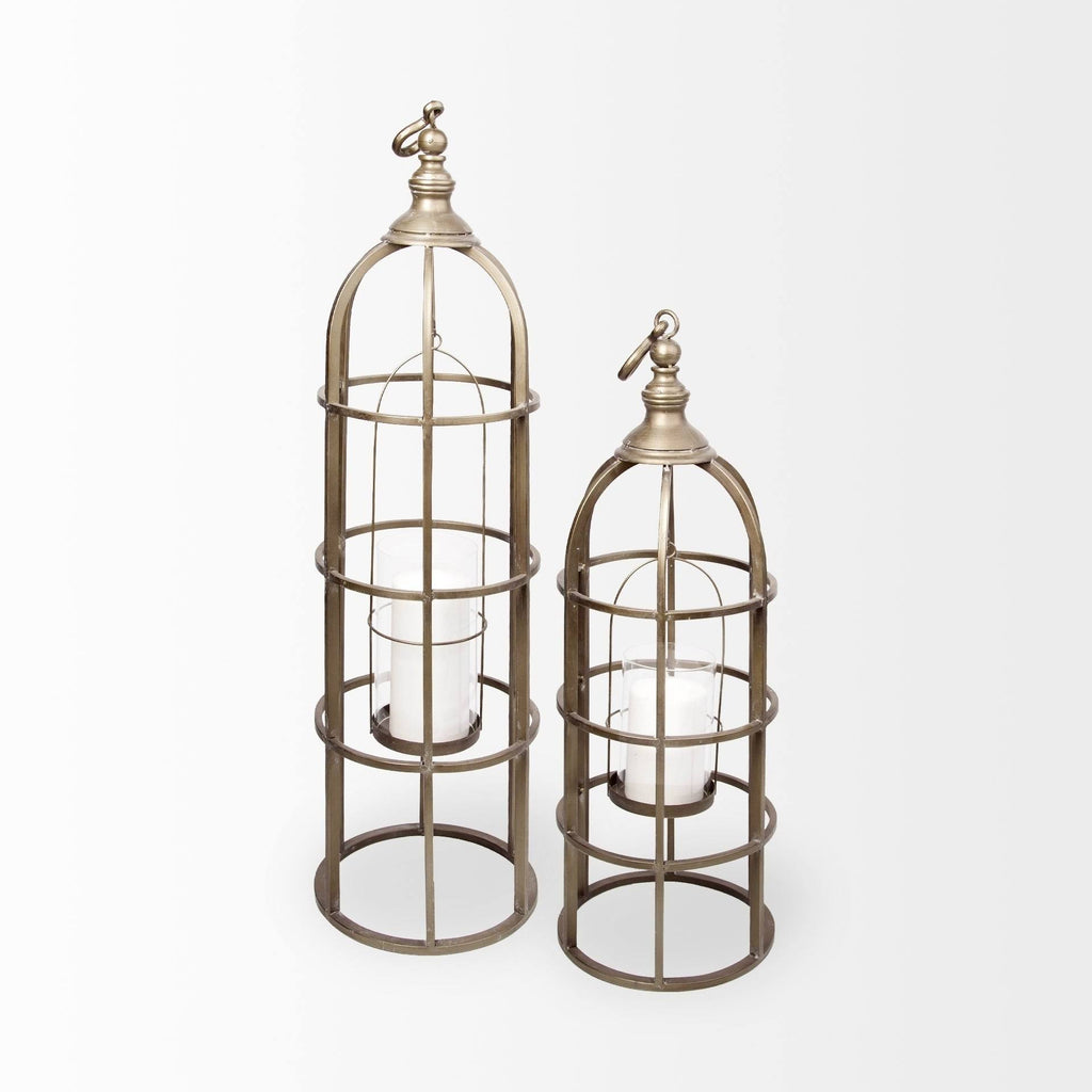 Gold Metal Candle Holder Lantern O123590