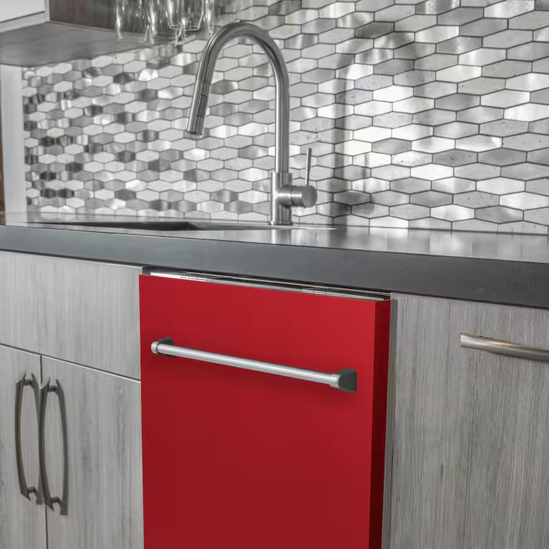 24 in. Compact Dishwasher with 2 Racks in Red Matte S300