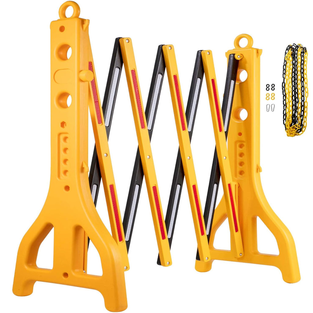 Expandable Mobile Plastic Safety Barricade 8.3ft Width 38” Height with Reflectors with 1 Chain L209976