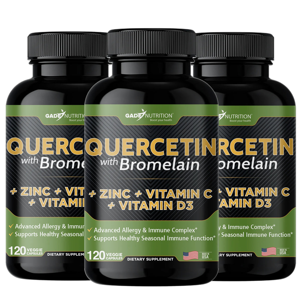 Quercetin 500mg with Vitamin C Zinc Bromelain and Vitamin D3 360 Veggie Caps Q74579