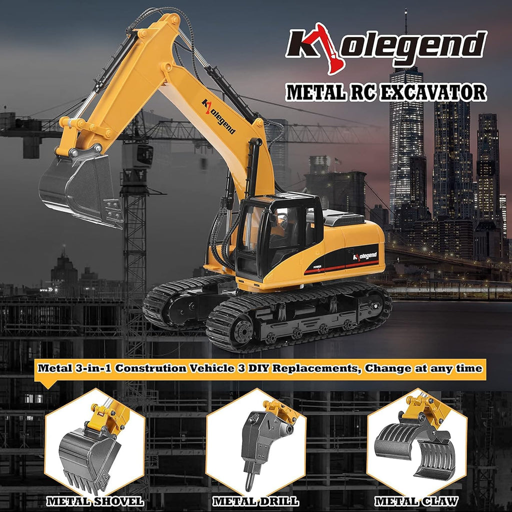 3 in 1 Remote Control Excavator with Metal Shovel, 15 Channel Construction Tractor S65049