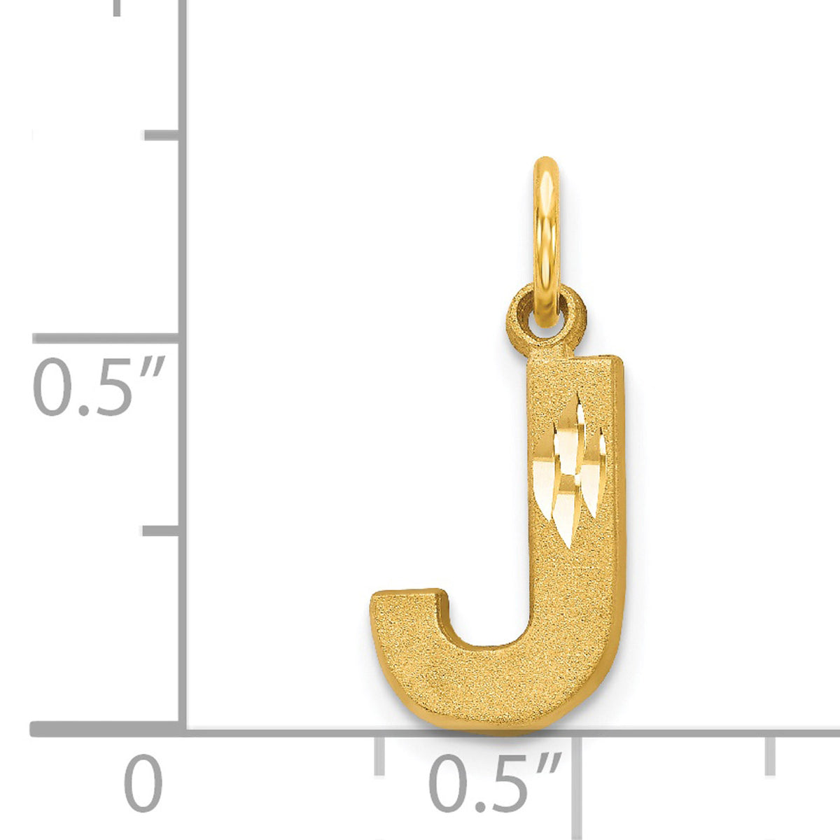 14K Yellow Gold Diamond-Cut Letter J Initial Pendant Charm with Rope Chain Necklace 20'' U500504