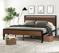 14 Inch Full Size Metal Platform Bed Frame with Wooden Headboard and Footboard B888889