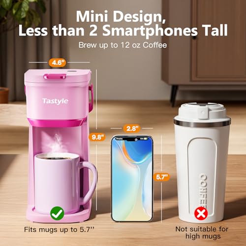 Single Serve Coffee Maker with Portable Handle, 6 to 12 Oz Brew Size, Black and Gold C567