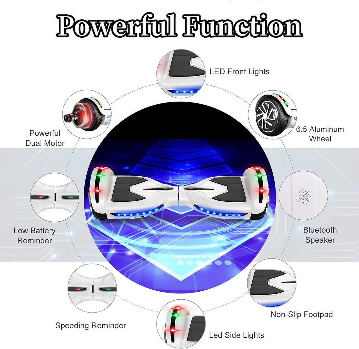 6.5 inch Self Balancing Hoverboard with Seat Attachment P711317