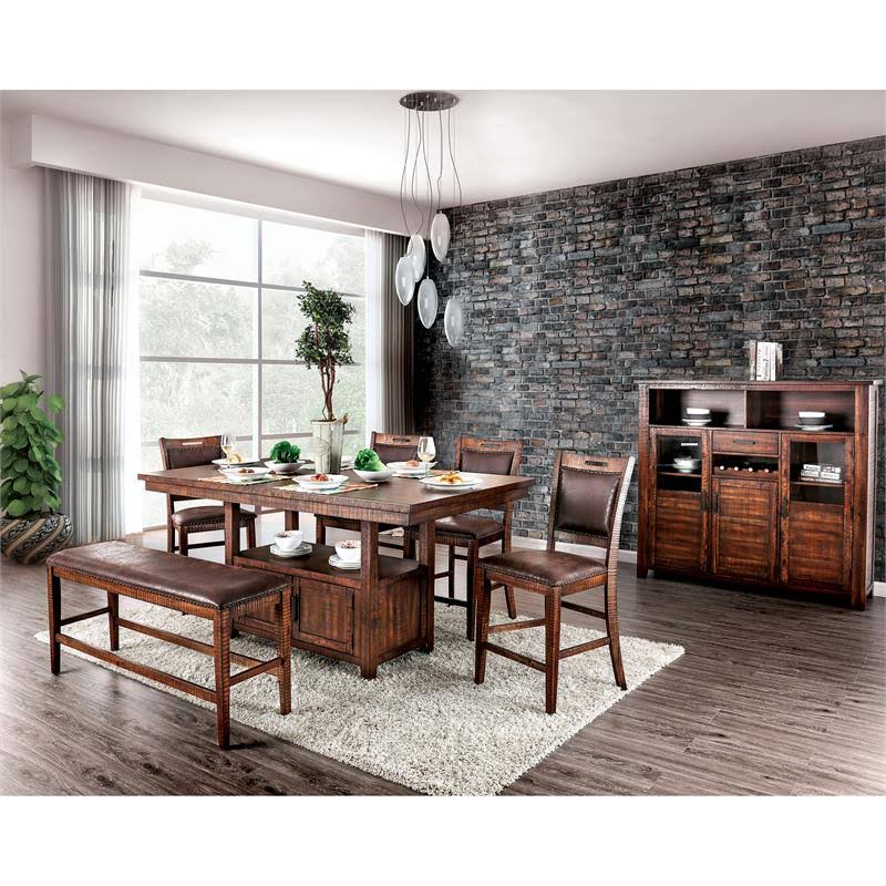Solid Wood Counter Height Bench in Dark Oak T9178