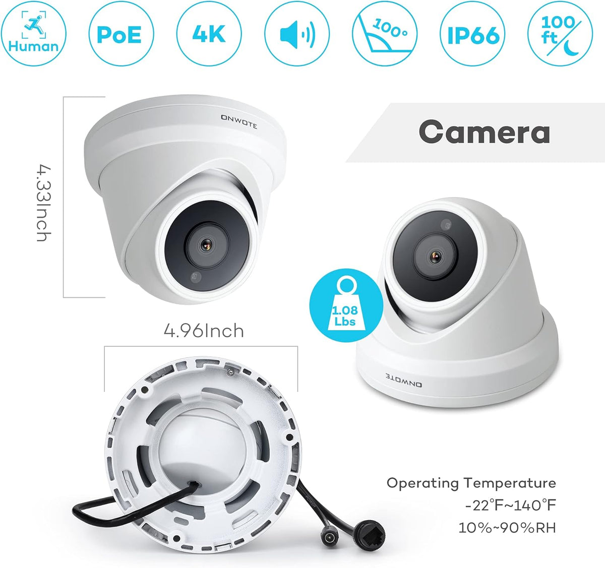 4K Security Camera System 16 Channel, 8 PoE IP Cameras, 16CH NVR 4TB HDD I70880