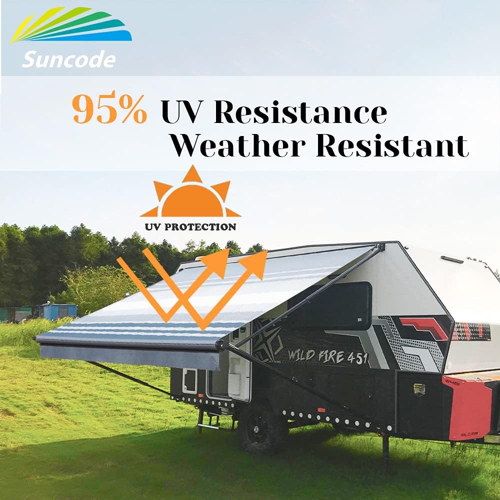 Blue Dune Stripes 10 Feet Vinyl RV Awning Replacement W887