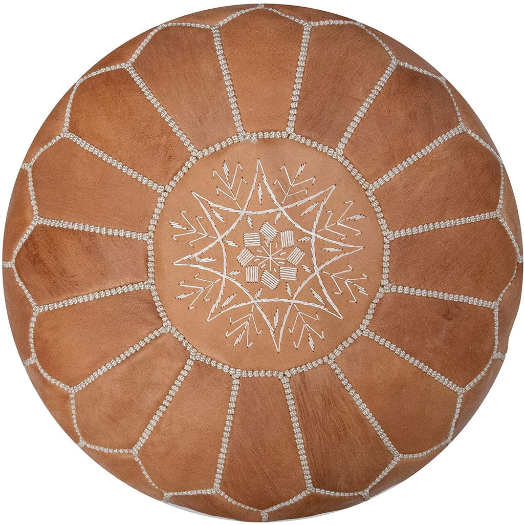 Genuine Leather Moroccan Ottoman Pouf Footstool C238273