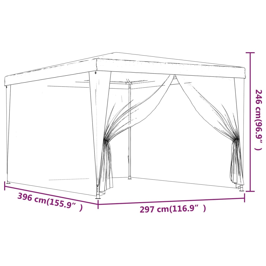 Green 9.8'x13.1' HDPE Party Tent with 4 Mesh Sidewalls S112