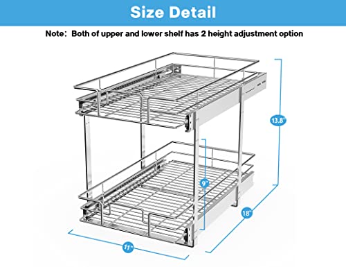2 Tier Slide Out Cabinet Drawers, 11" W x 21" D K9610