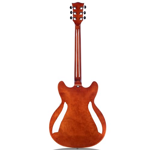 Brown Semi-Hollow Body Electric Guitar with F-Hole W93341