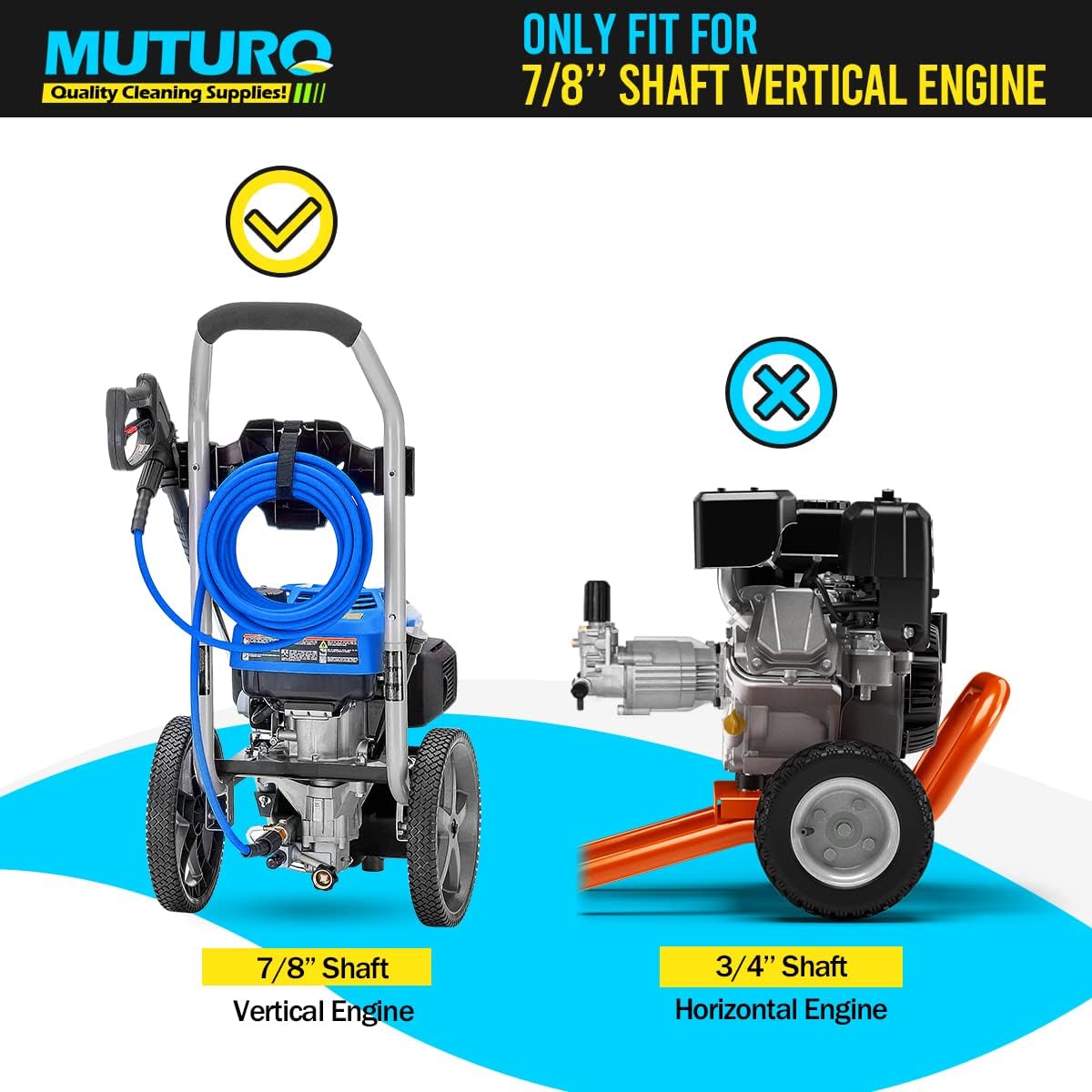 Vertical Pressure Washer Pump 7/8 Shaft 2800-3000 PSI 2.5GPM Rear Outlet Pack of 2 M470