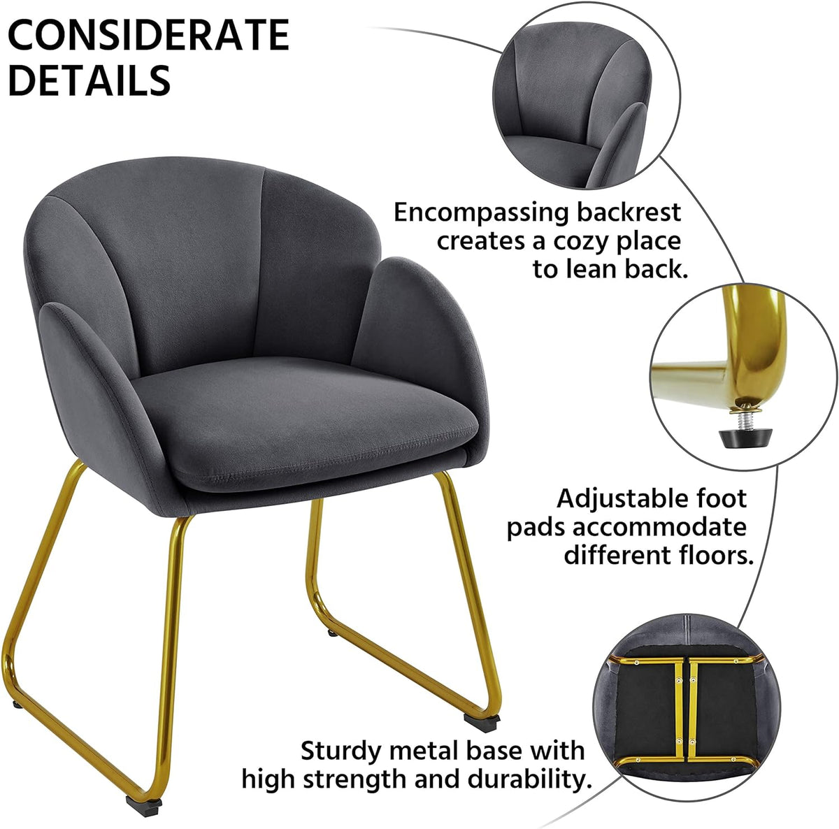 Dark Gray Velvet Barrel Accent Chair S3497