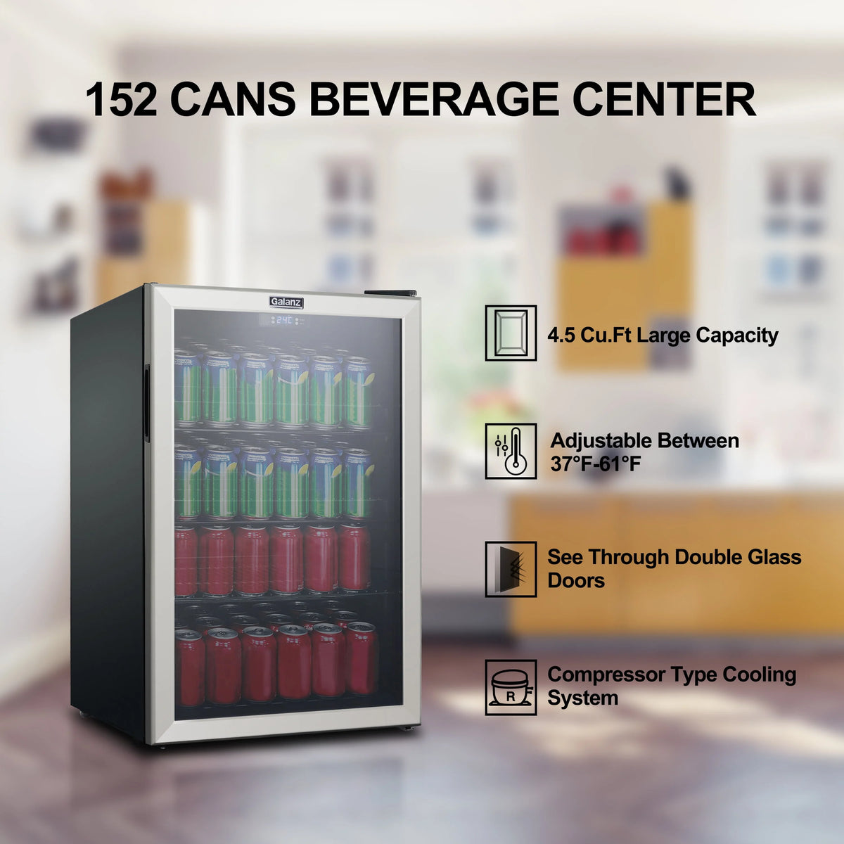 4.5 Cu ft 152 Can Stainless Steel Mini Fridge L266662