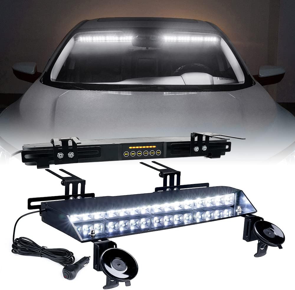 Amber LED Visor Strobe Dual Light Bar with Control Panel O681