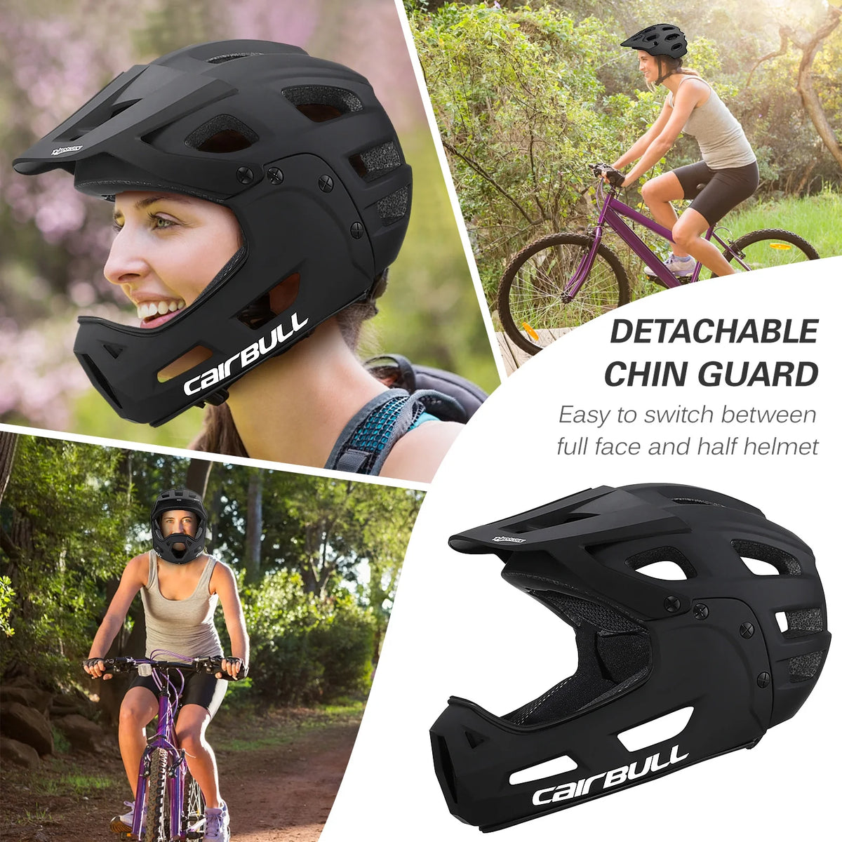 Full Face Bike Adult Cycling Helmet with Detachable Chin Guard and Visor U48998