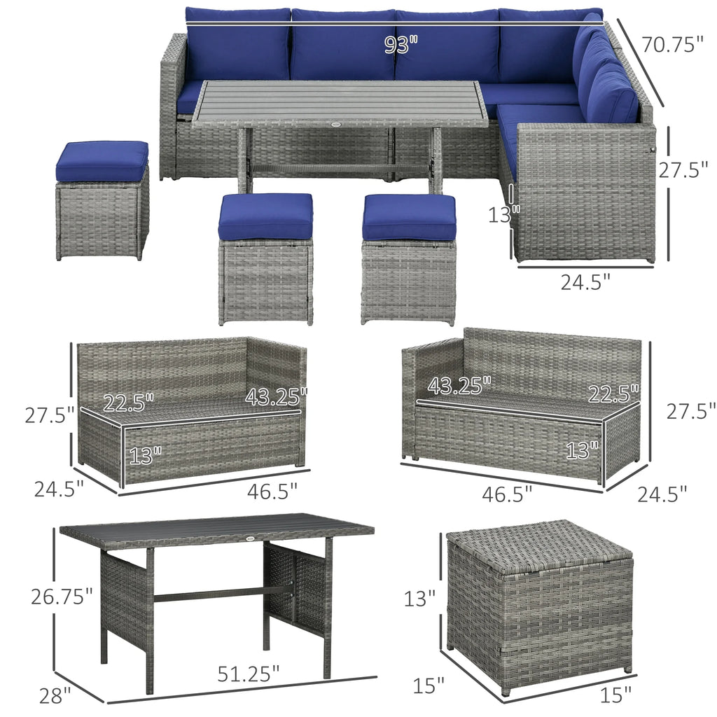 Wicker Sectional Sofa with Loveseats & Chairs H92906