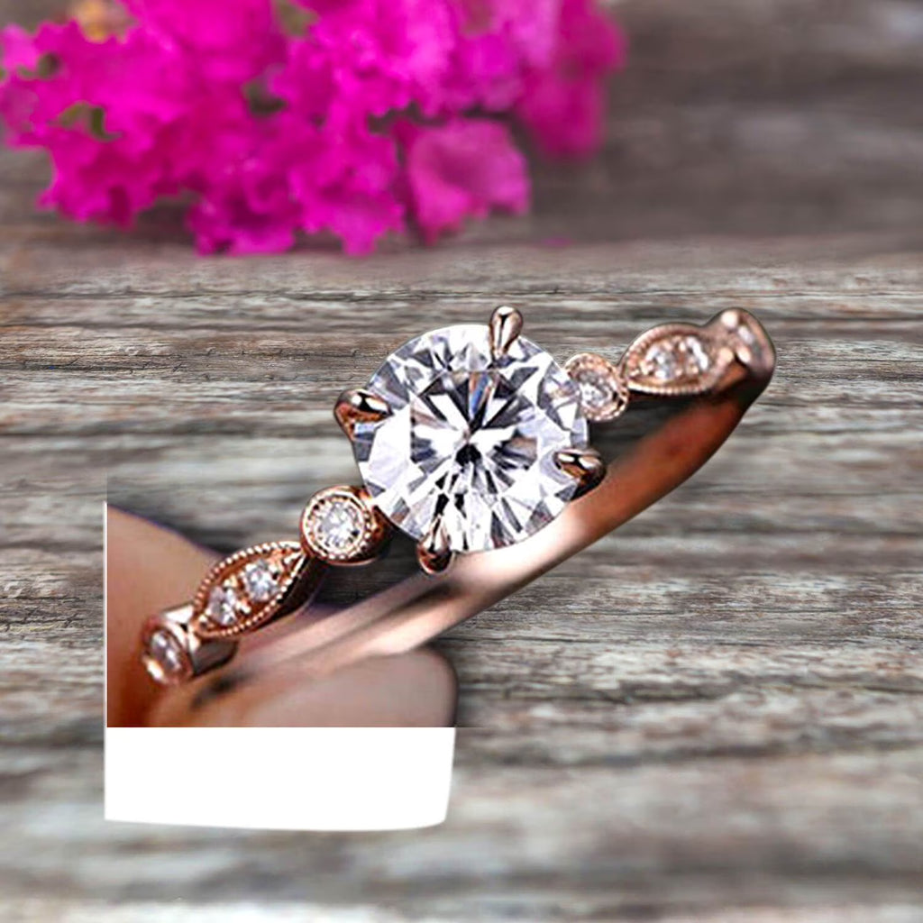 1.50 Carat Moissanite Engagement Ring on 10K Rose Gold T6980