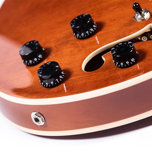Brown Semi-Hollow Body Electric Guitar with F-Hole W93341