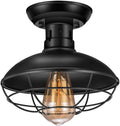Black Metal Cage Flush Mount Ceiling Light Fixture 1 Pack G7750