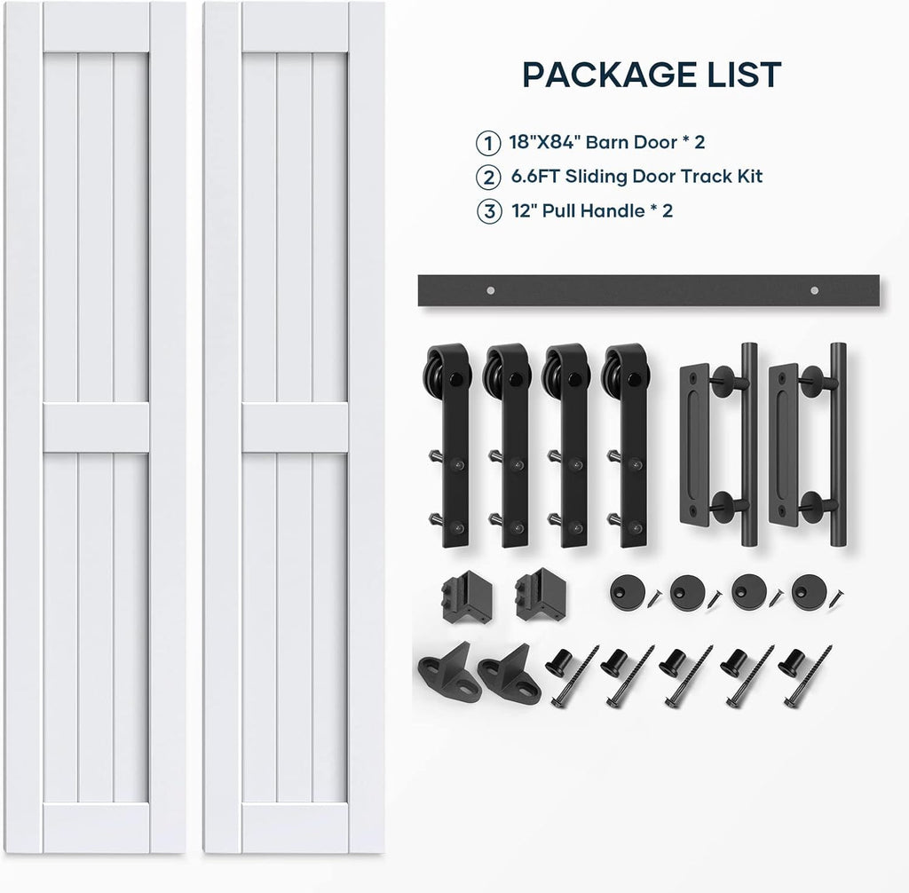 White Barn Door with Sliding Door Hardware A2243