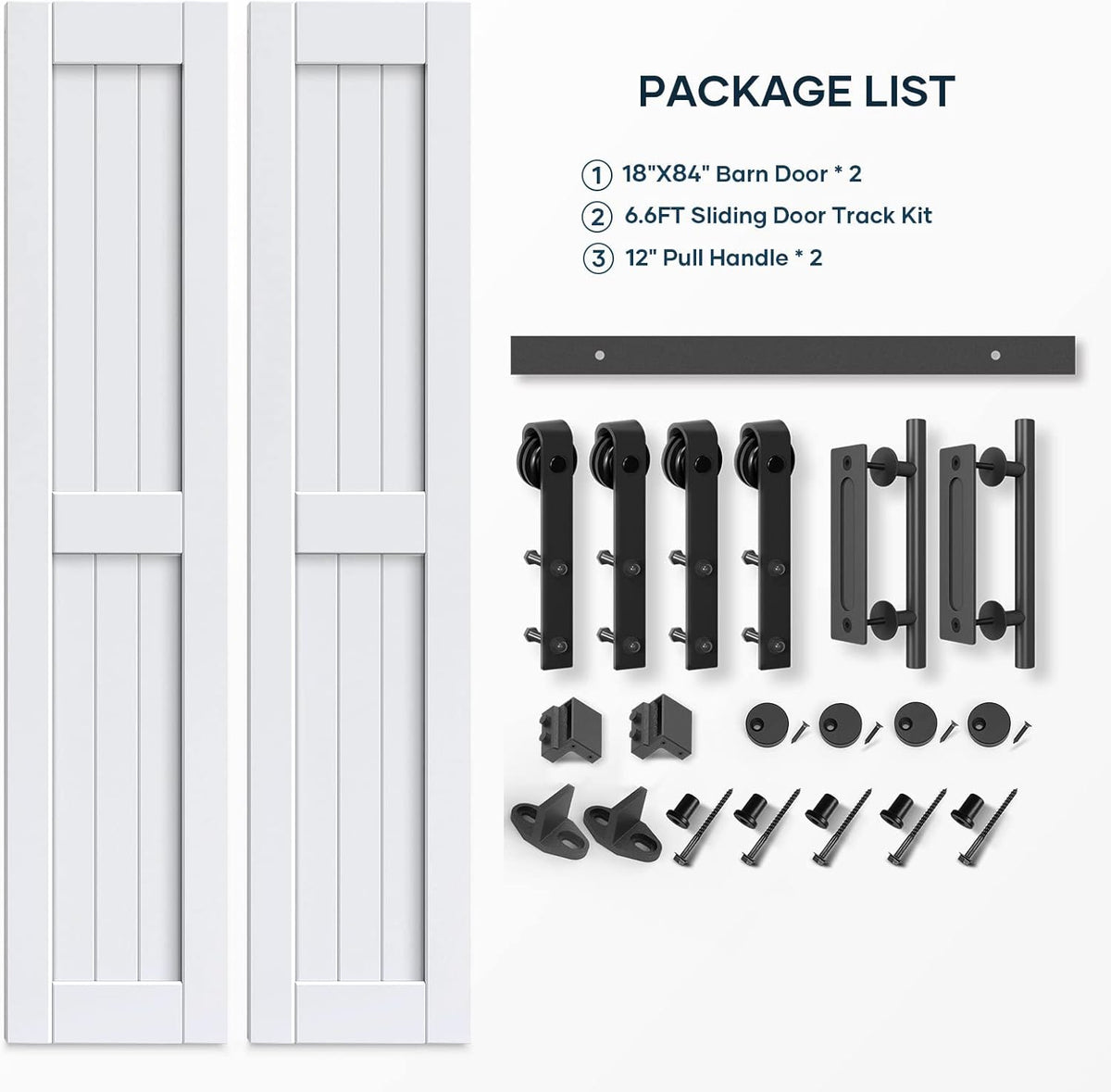 White Barn Door with Sliding Door Hardware A2243