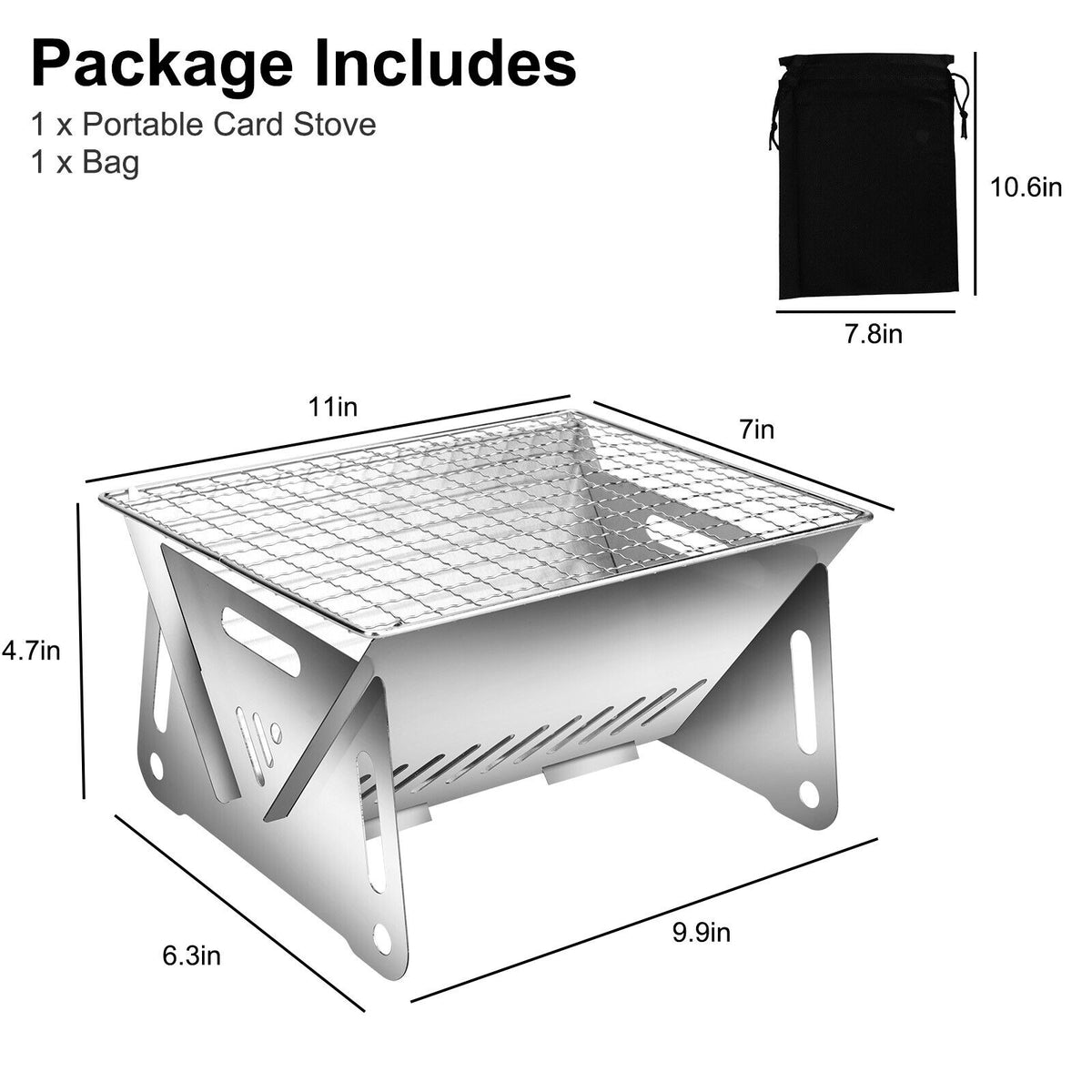 Mini Portable Folding Table Barbecue Grill Charcoal Wood BBQ Stove E896