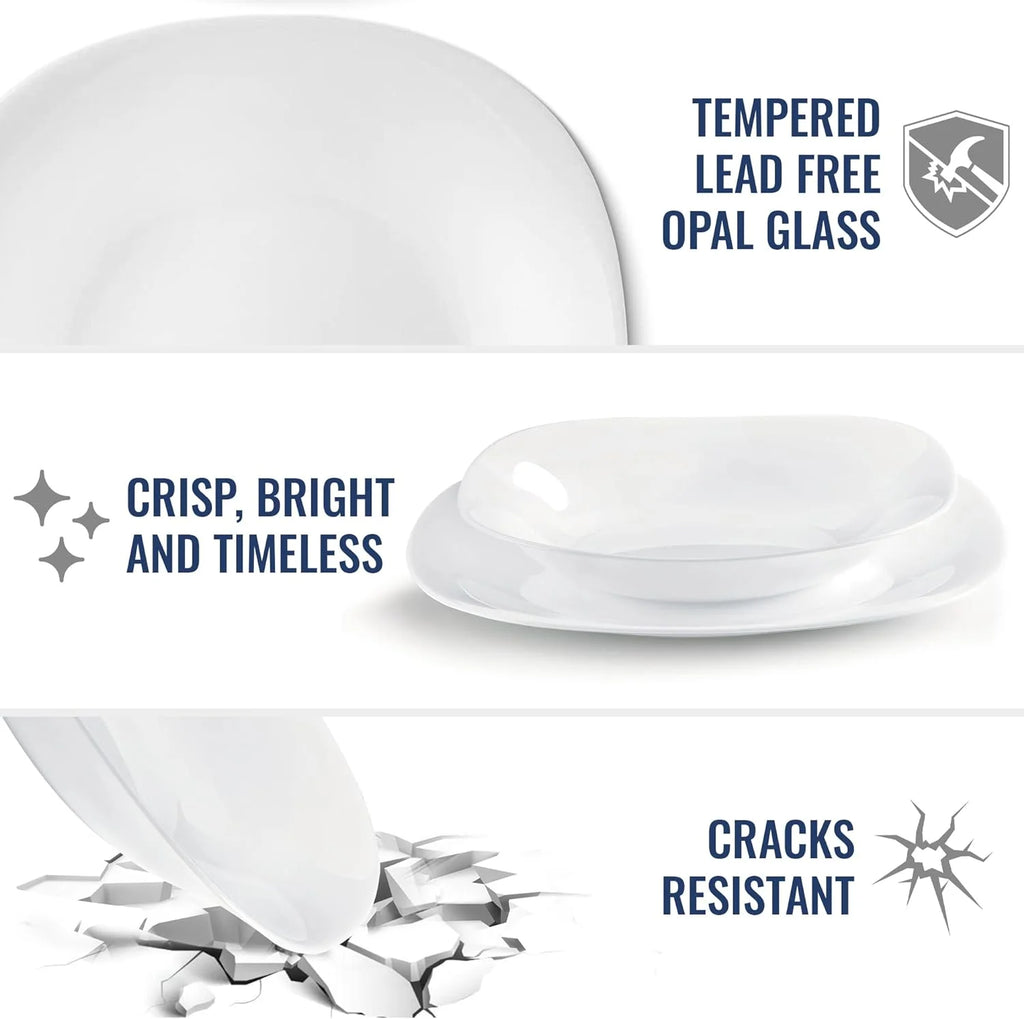 Set of 6 Tempered Opal Glass Dinner Plates G44982