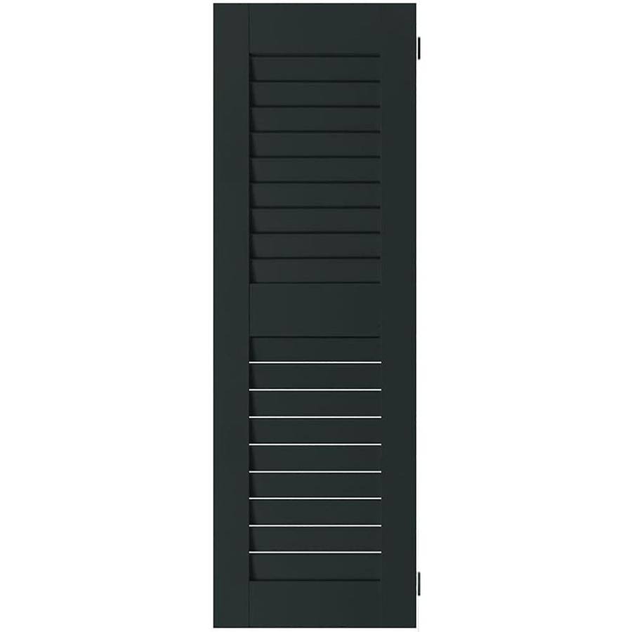 2-Pack 12-in W x 60-in H Black Forest Green Louvered Wood Exterior Shutters X32547