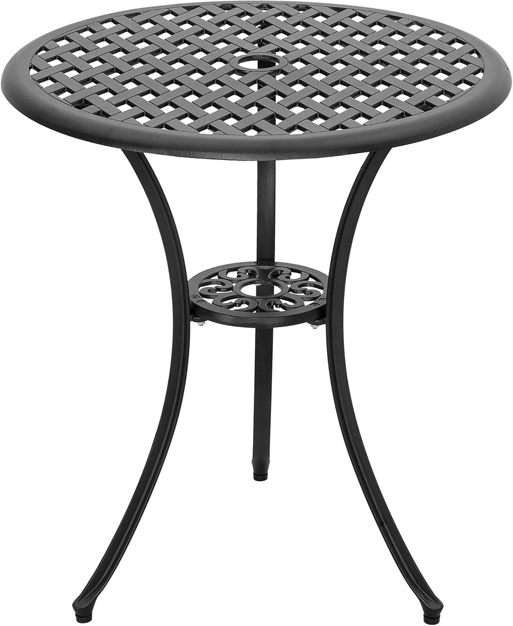 3 Piece Cast Aluminum Black Patio Bistro Table Set Y365589