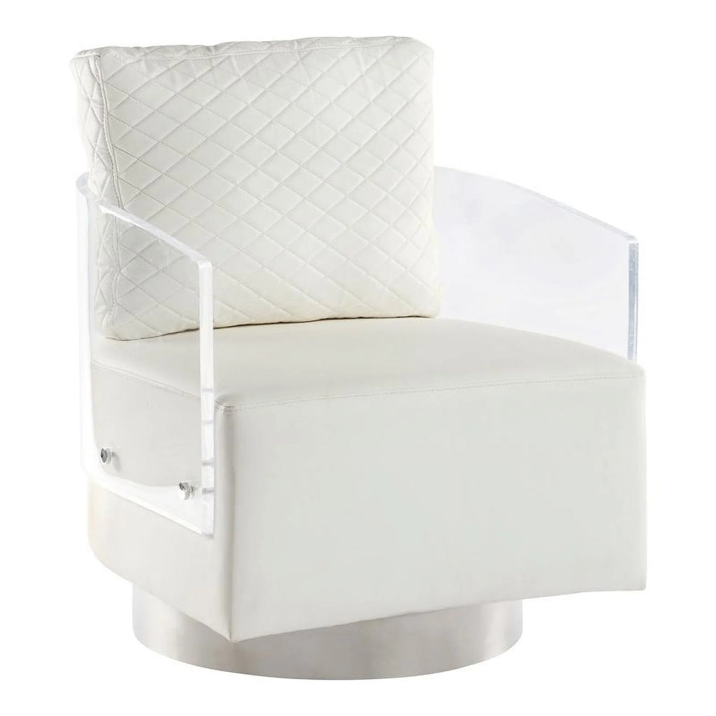 White Clear Acrylic Swiveling Accent Chair Q447706