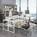 94.5 inch Extra Long Double Computer Desk with Storage Shelf and Printer Shelf U6156