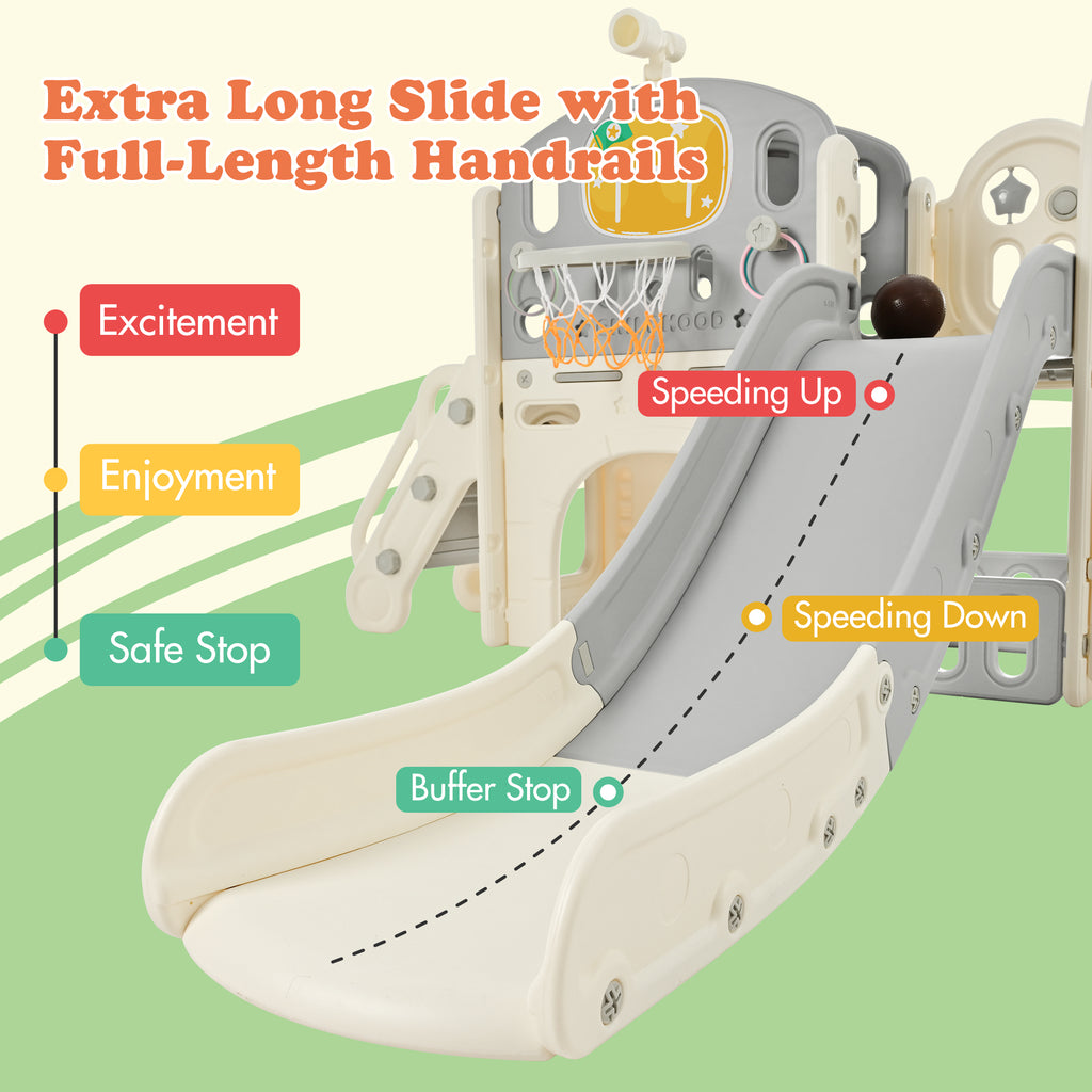 9 in 1 Kids Slide Playset with Basketball Hoop Y33110