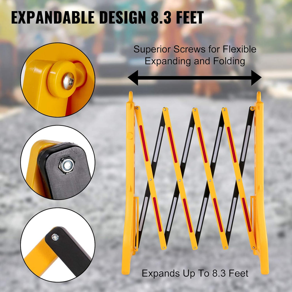 Expandable Mobile Plastic Safety Barricade 8.3ft Width 38” Height with Reflectors with 1 Chain L209976