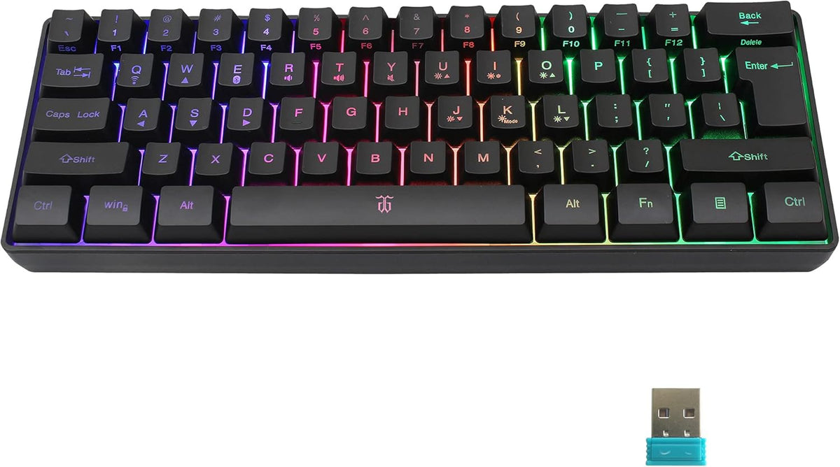 2.4G Wireless Gaming Keyboard and Mouse Combo, Mini 60% Mechanical Feel Keyboard, Ergonomic Wireless Mouse, Pack of 2 N618869