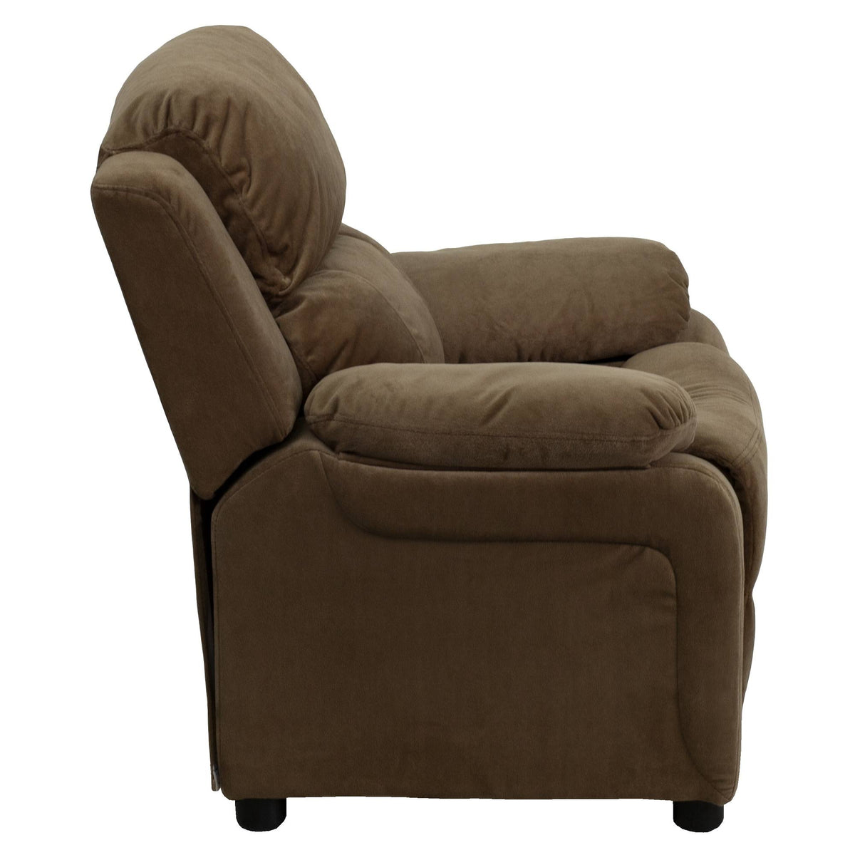 Brown Padded Kids Recliner with Flip-Up Storage Arms M301