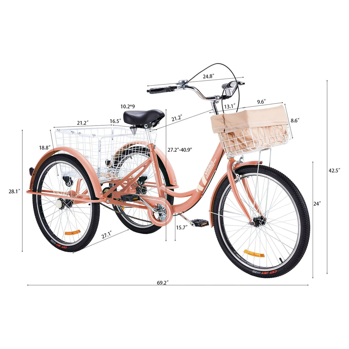 24 Inch Single Speed Adult Tricycle C117