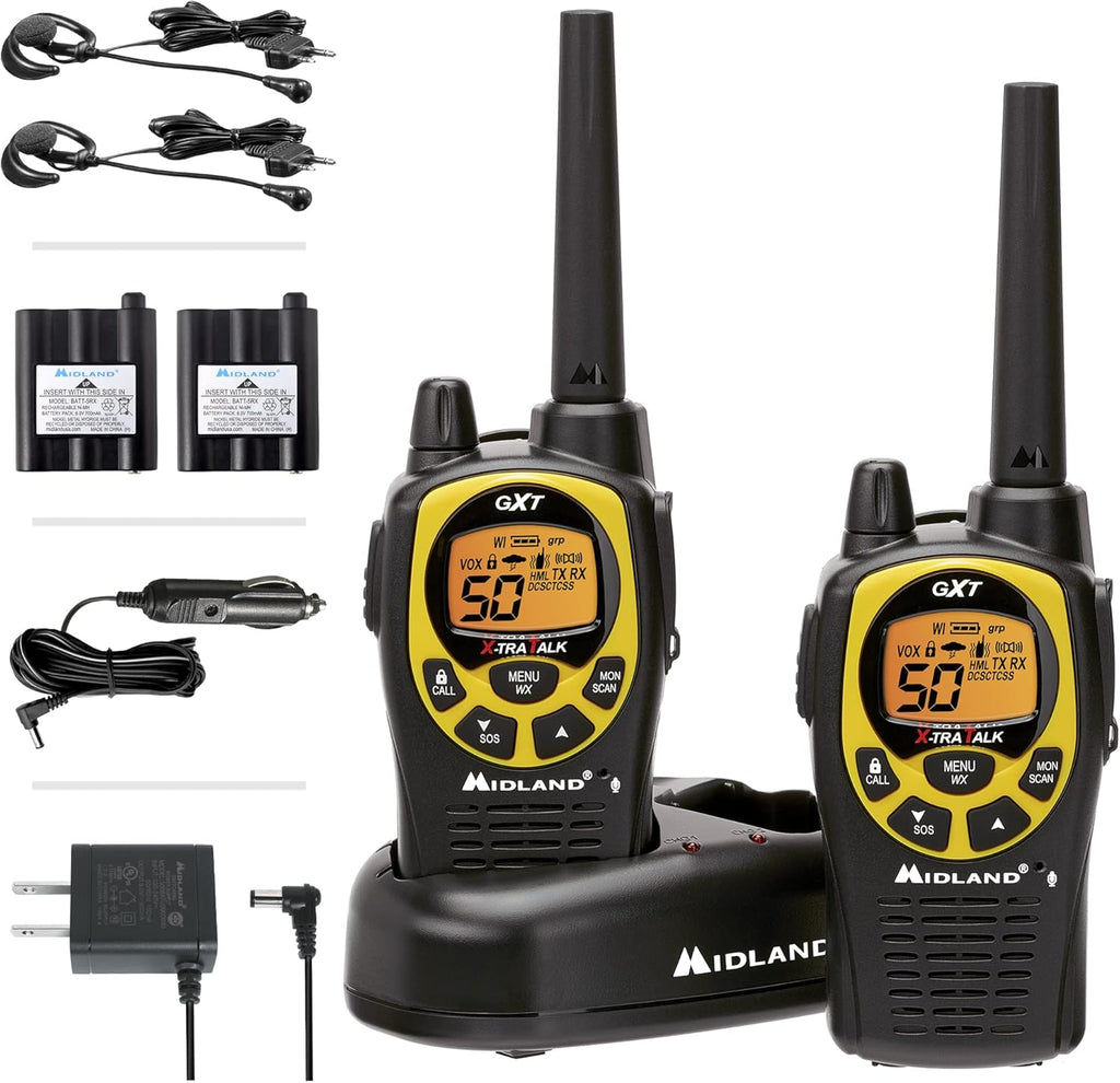 50 Channel Waterproof GMRS Two-Way Radio Black/Silver Pair Pack I70123
