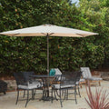 Beige UV Protective Polyester Solar Powered Crank Patio Umbrella V556904