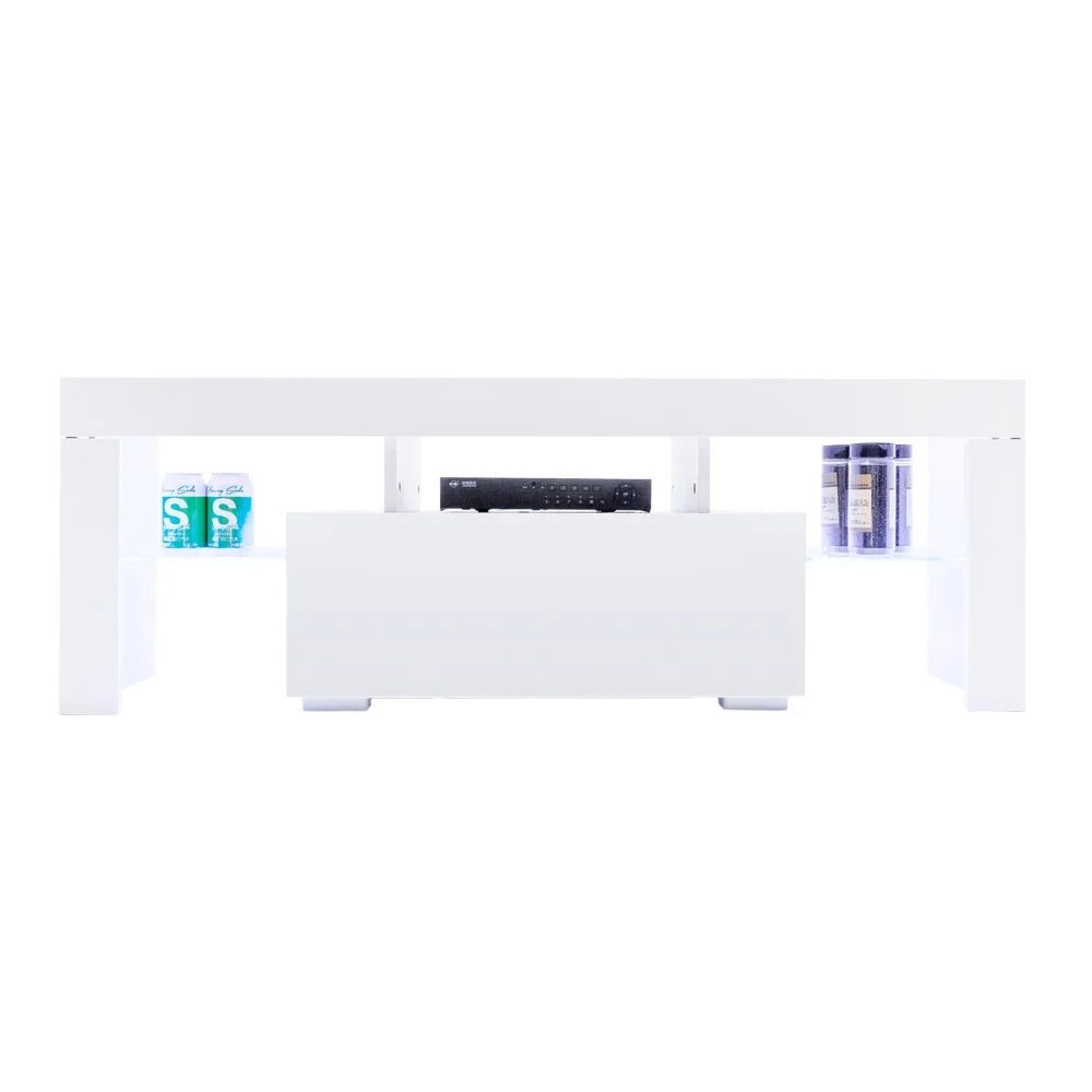 White High Gloss LED TV Stand with 2 Drawers K198
