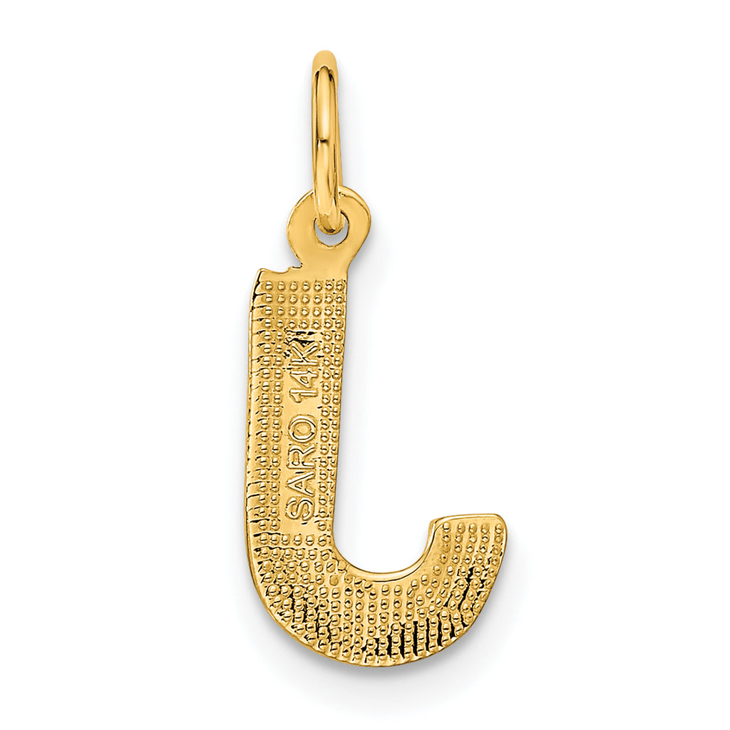 14K Yellow Gold Diamond-Cut Letter J Initial Pendant Charm with Rope Chain Necklace 20'' U500504