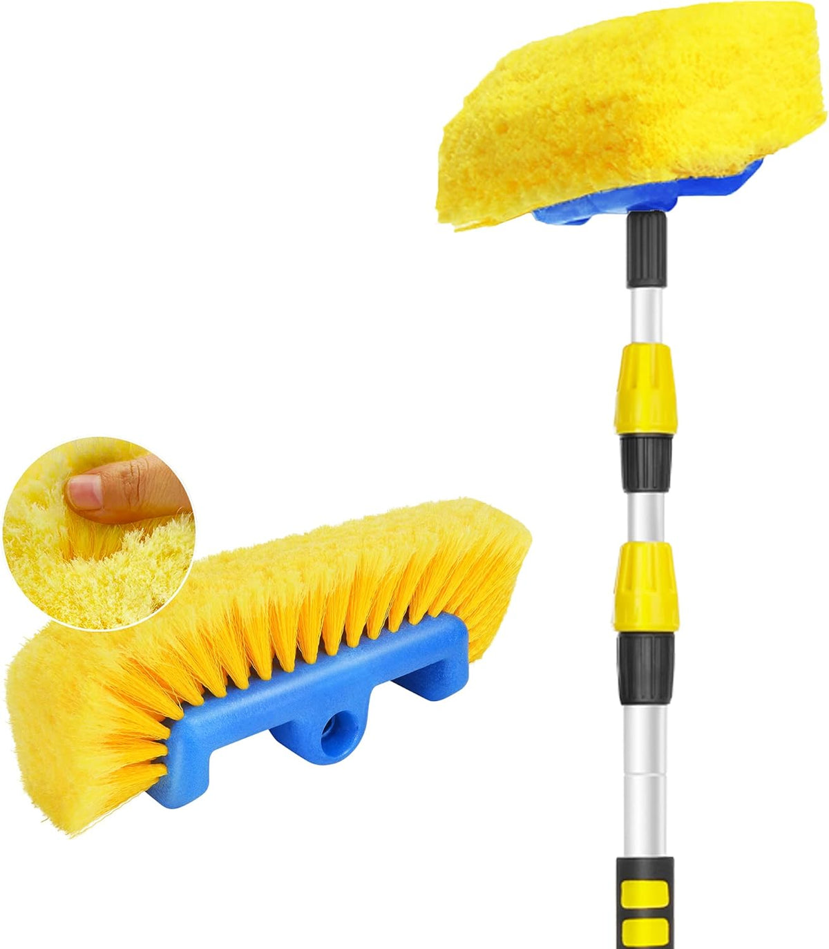 11.5 Foot Telescopic Flow Through Car Wash Brush Soft Bristles Pack of 2 E32455