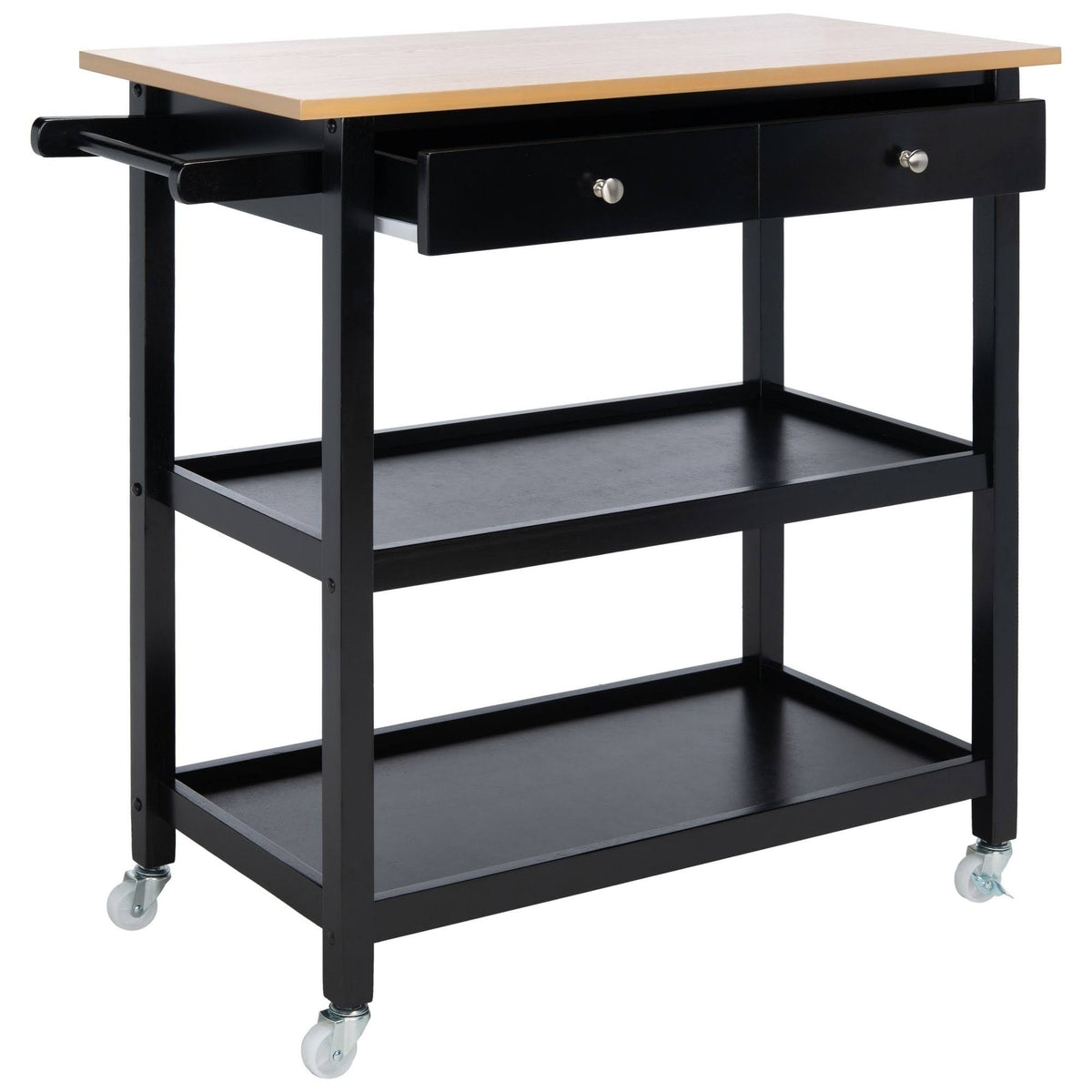 Black 2 Drawer 3 Shelf Kitchen Cart W301170