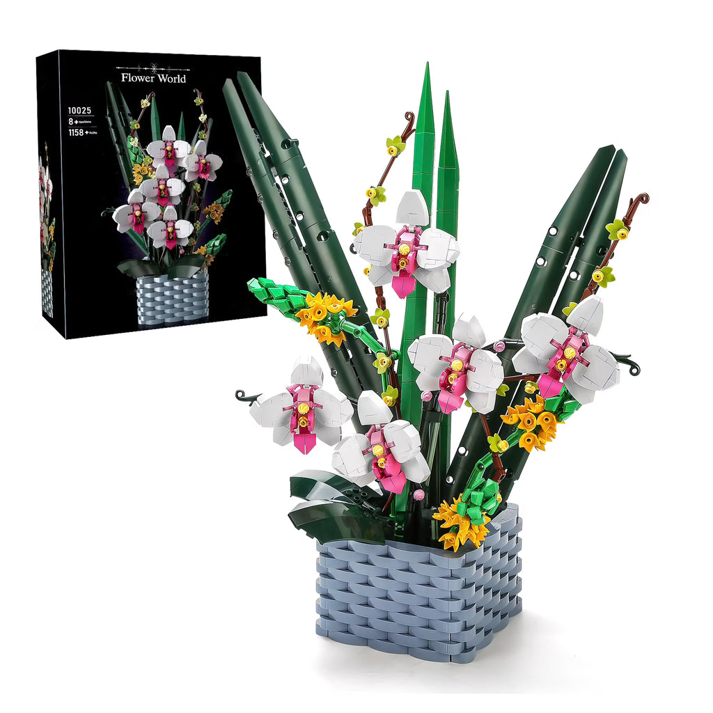 Multi Color Flower Building Block Set Orchid Bouquet Building Kit Toy G44022
