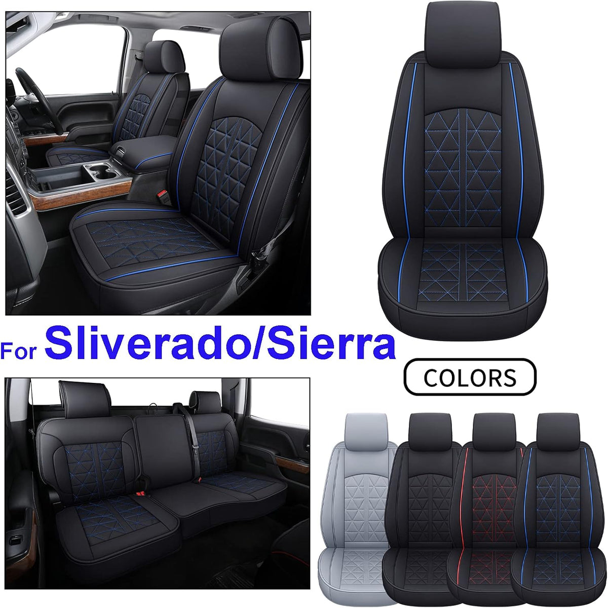Black&Red Synthetic Leather Car Seat Cover Full Set U51345