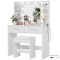 White Vanity Desk with Mirror and Bench N189761