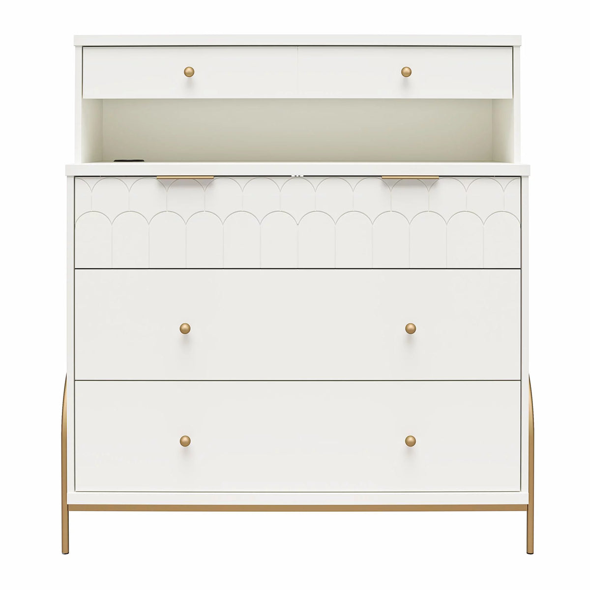 White 4 Drawer Dresser with Hutch P658352