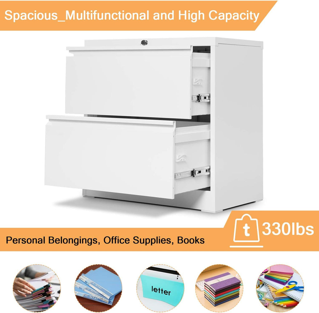 2 Drawer Metal Lateral File Cabinet with Lock V2887